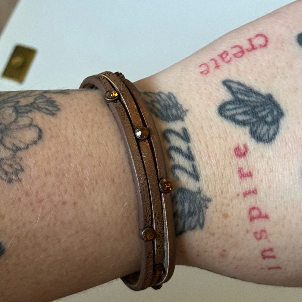 Brown Leather Wrap Bracelet with Studs